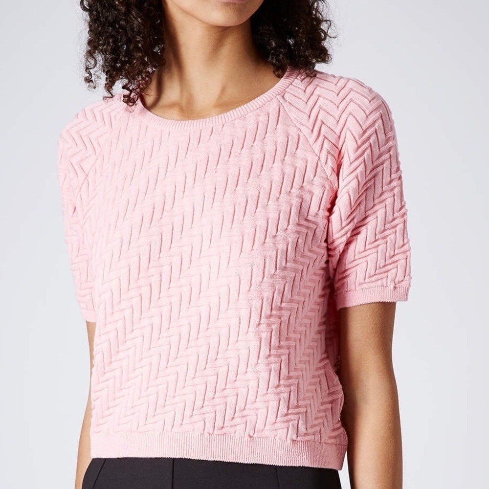 Topshop Knitted Quilted Zigzag Jumper NWOT